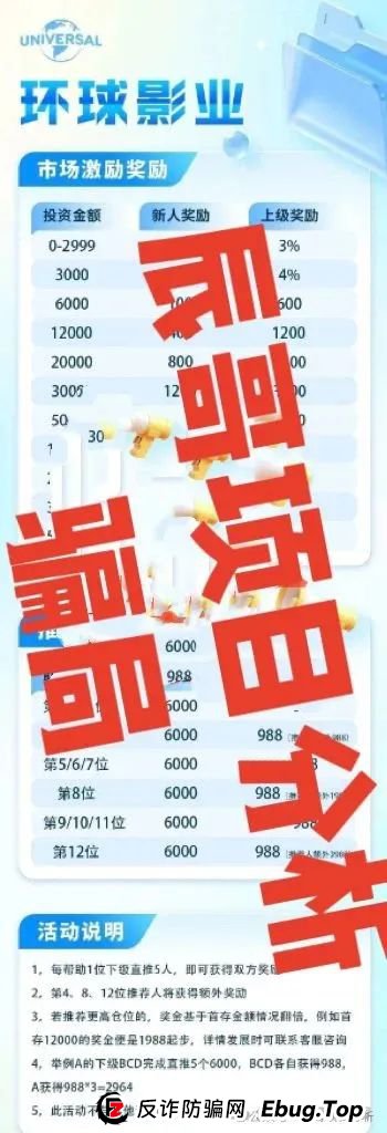 环球影业分红资金盘冒用知名影视公司名号,目前大量单割,操盘手圈钱过亿,即将崩盘跑路! 环球影业分红资金盘冒用知名影视公司名号,目前大量单割,操盘手圈钱过亿,即将崩盘跑路!